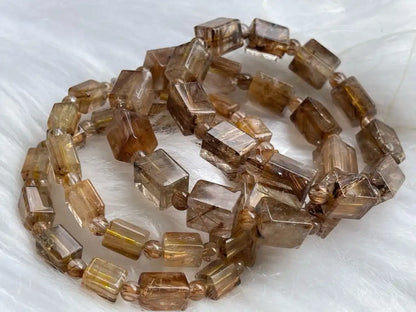 South Africa Gold Rutile Quartz Bracelet A Grade 100% Natural Crystal Gemstone - JING WEN CRYSTAL