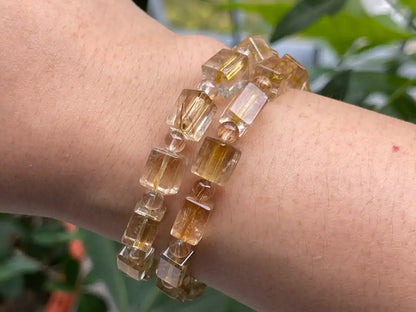 South Africa Gold Rutile Quartz Bracelet A Grade 100% Natural Crystal Gemstone - JING WEN CRYSTAL