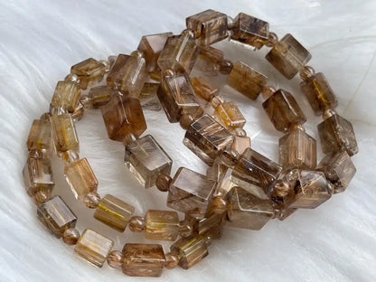 South Africa Gold Rutile Quartz Bracelet A Grade 100% Natural Crystal Gemstone - JING WEN CRYSTAL