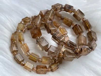 South Africa Gold Rutile Quartz Bracelet A Grade 100% Natural Crystal Gemstone - JING WEN CRYSTAL