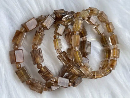 South Africa Gold Rutile Quartz Bracelet A Grade 100% Natural Crystal Gemstone - JING WEN CRYSTAL