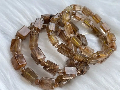 South Africa Gold Rutile Quartz Bracelet A Grade 100% Natural Crystal Gemstone - JING WEN CRYSTAL