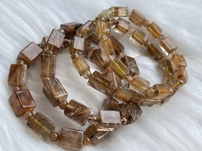 South Africa Gold Rutile Quartz Bracelet A Grade 100% Natural Crystal Gemstone - JING WEN CRYSTAL