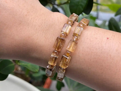 South Africa Gold Rutile Quartz Bracelet A Grade 100% Natural Crystal Gemstone - JING WEN CRYSTAL