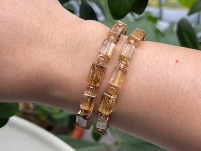 South Africa Gold Rutile Quartz Bracelet A Grade 100% Natural Crystal Gemstone - JING WEN CRYSTAL