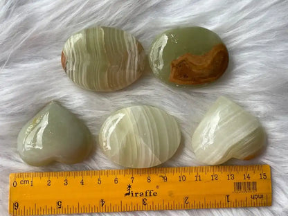 Pakistan Green Onyx Palm Stone 100% Natural Crystal Gemstone - JING WEN CRYSTAL