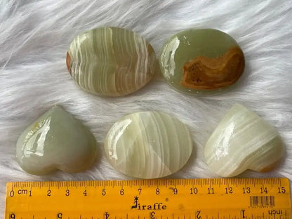 Pakistan Green Onyx Palm Stone 100% Natural Crystal Gemstone - JING WEN CRYSTAL