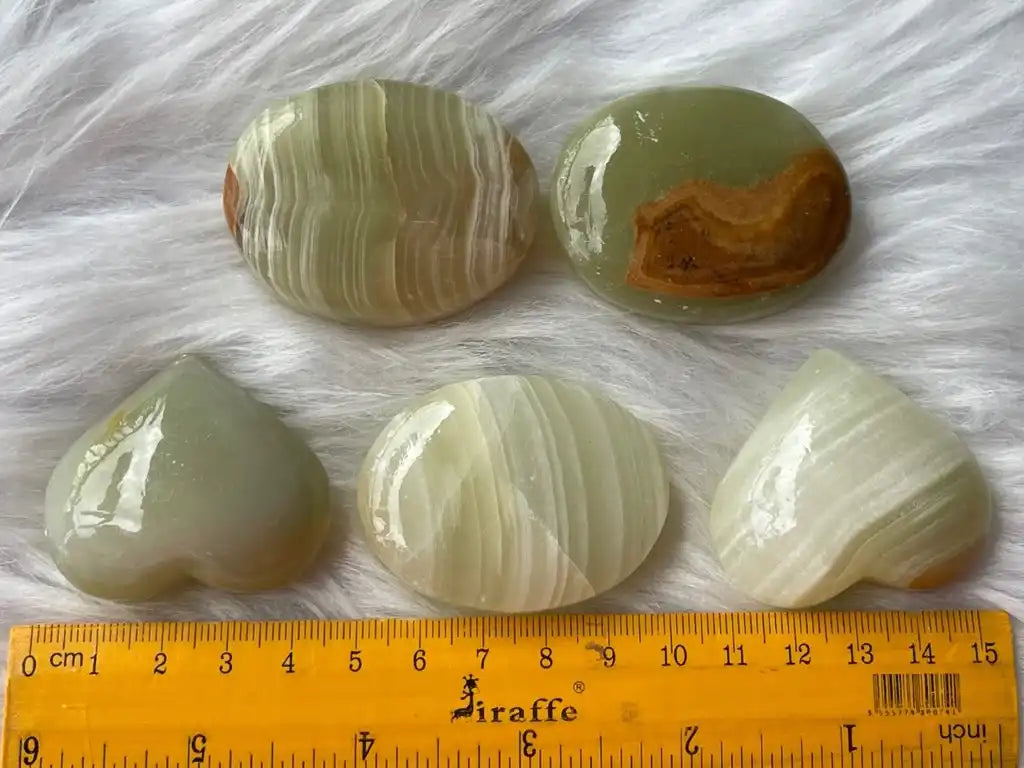 Pakistan Green Onyx Palm Stone 100% Natural Crystal Gemstone - JING WEN CRYSTAL