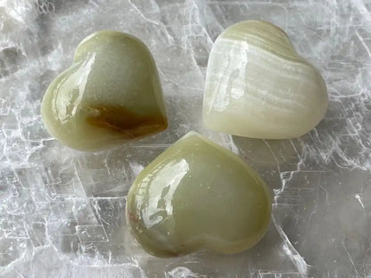 Pakistan Green Onyx Palm Stone 100% Natural Crystal Gemstone - JING WEN CRYSTAL