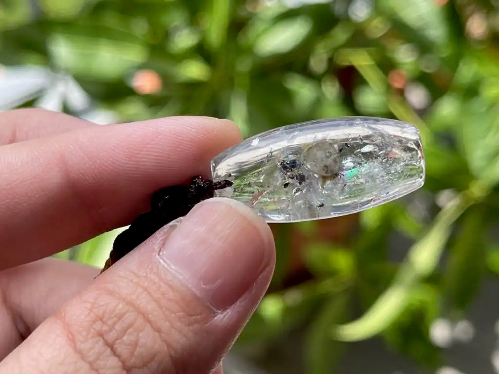 USA Herkimer Quartz Diamond with Enhydro Pendant with Rope 100% Natural Crystal Gemstone - JING WEN CRYSTAL