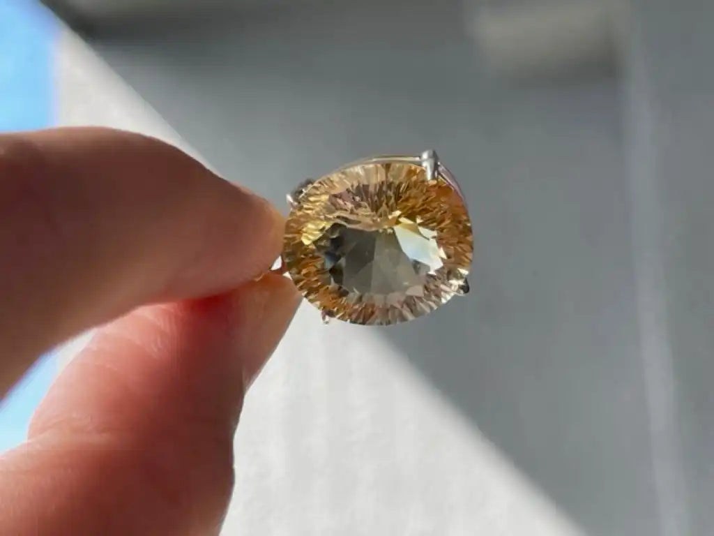 Madagascar Yellow Citrine Pendant High A Grade 100% Natural Crystal Gemstone for Wealth - JING WEN CRYSTAL