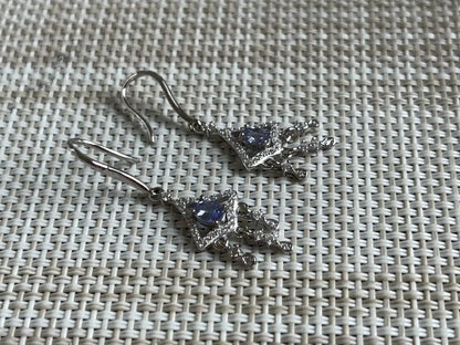 Tanzania Tanzanite Classy Dangling Earring A Grade with Silver 925 100% Natural Crystal - JING WEN CRYSTAL