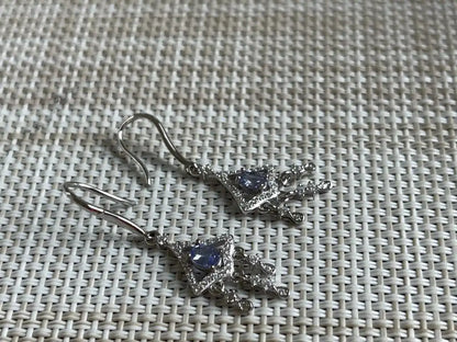 Tanzania Tanzanite Classy Dangling Earring A Grade with Silver 925 100% Natural Crystal - JING WEN CRYSTAL