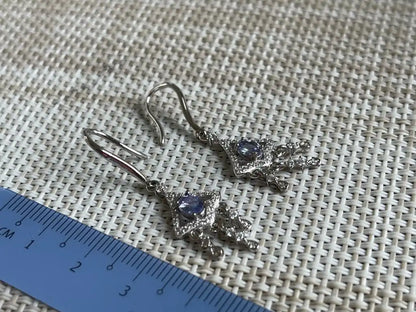 Tanzania Tanzanite Classy Dangling Earring A Grade with Silver 925 100% Natural Crystal - JING WEN CRYSTAL