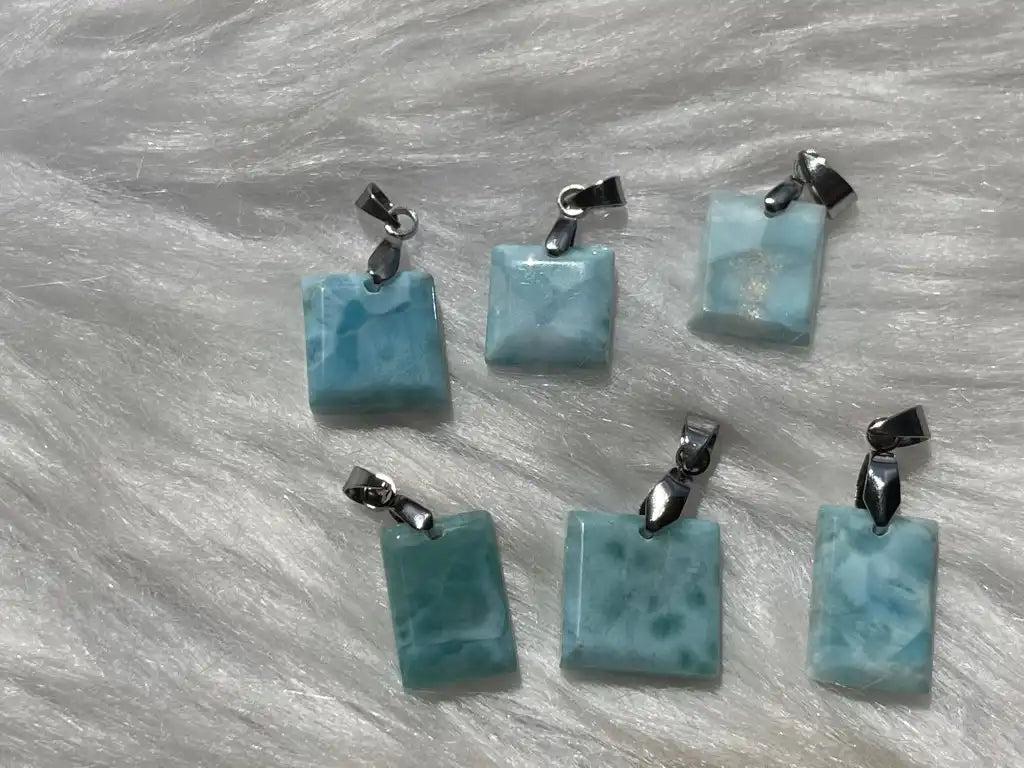 Dominican Republic Larimar Pendant A Grade 100% Natural Crystal Gemstone - JING WEN CRYSTAL
