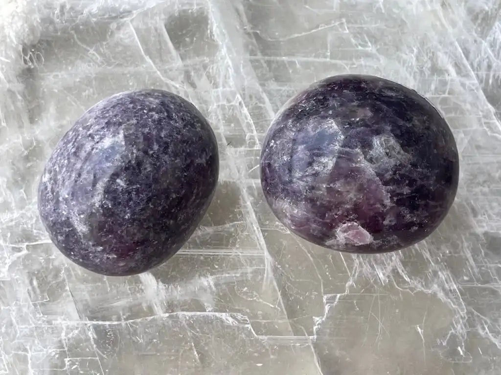 Africa Lepidolite Palm Stone 100% Natural Crystal Gemstone - JING WEN CRYSTAL