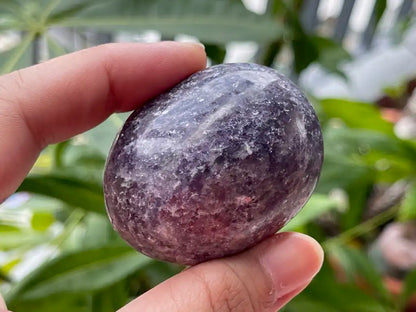 Africa Lepidolite Palm Stone 100% Natural Crystal Gemstone - JING WEN CRYSTAL