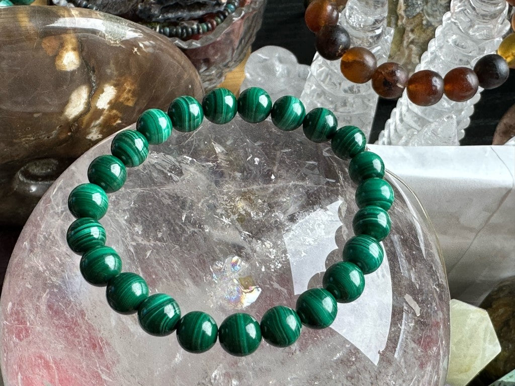 Russia Malachite Bracelet A Grade 100% Natural Crystal Gemstone - JING WEN CRYSTAL