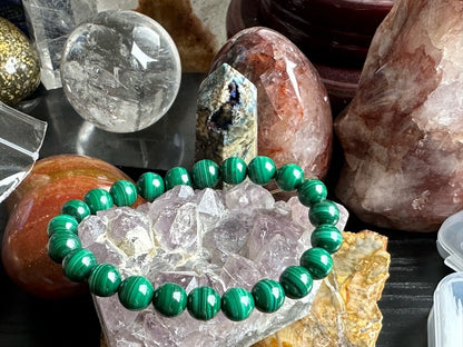 Russia Malachite Bracelet A Grade 100% Natural Crystal Gemstone - JING WEN CRYSTAL