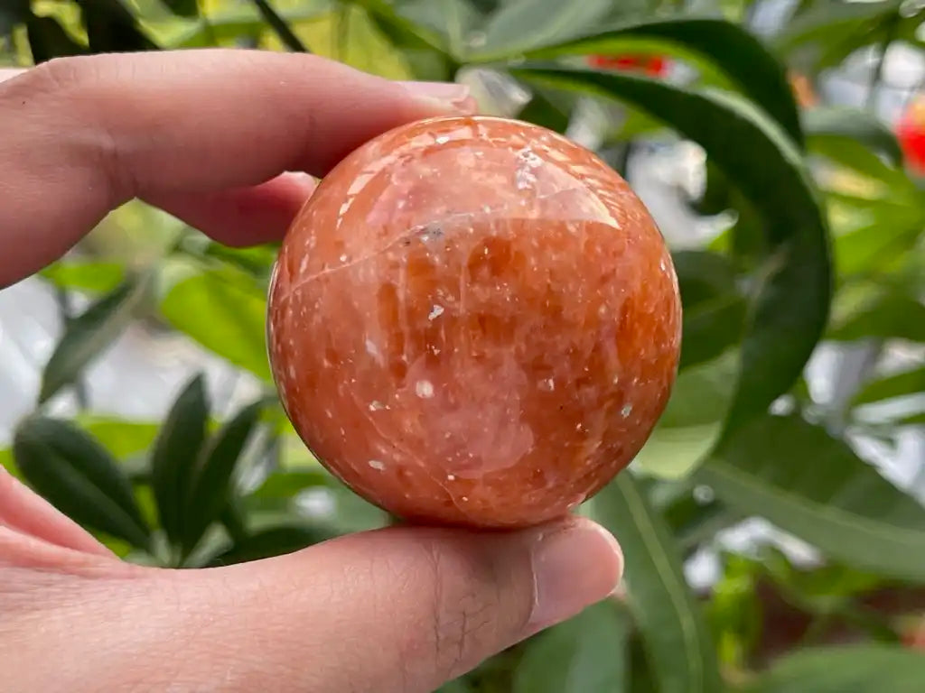 Mexico Orange Calcite Sphere 5cm+ 100% Natural Crystal Gemstone - JING WEN CRYSTAL