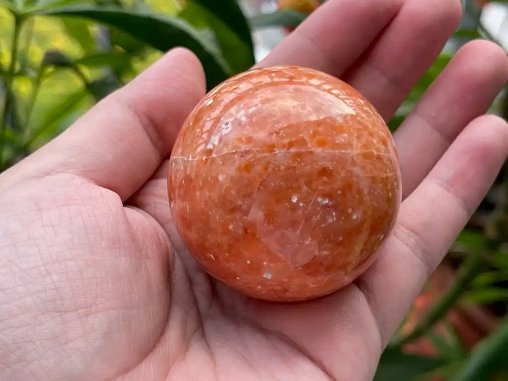 Mexico Orange Calcite Sphere 5cm+ 100% Natural Crystal Gemstone - JING WEN CRYSTAL