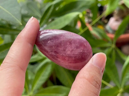 Argentina Pink Amethyst In Star Quartz Palm Tumble 100% Natural Crystal Gemstone - JING WEN CRYSTAL