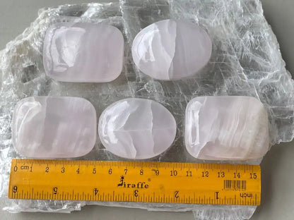 Peru Pink Mangano Calcite Palm Stone 100% Natural Crystal Gemstone - JING WEN CRYSTAL