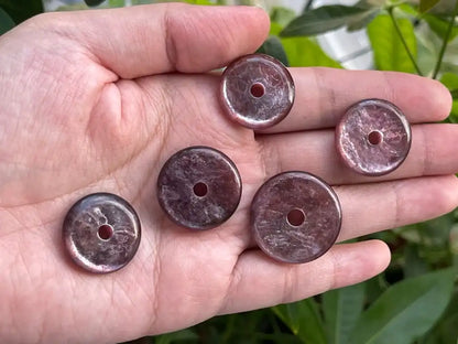 Madagascar Purple Mica Lepidolite Donut Pendant A Grade 100% Natural Crystal Gemstone - JING WEN CRYSTAL