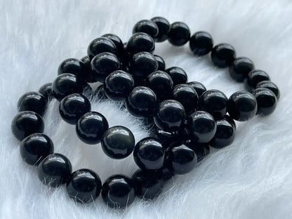 Brazil Rainbow Obsidian Bracelet 13.5-14.5mm A Grade 100% Natural Crystal Gemstone - JING WEN CRYSTAL