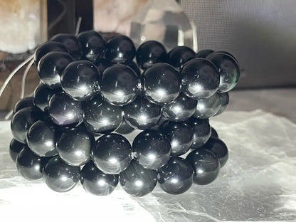 Brazil Rainbow Obsidian Bracelet 13.5-14.5mm A Grade 100% Natural Crystal Gemstone - JING WEN CRYSTAL