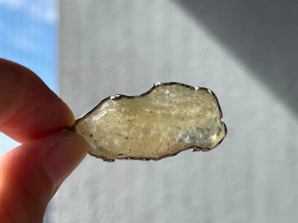 Libya Raw Gold Tektite Pendant A Grade in Silver 925 100% Natural Crystal Gemstone - JING WEN CRYSTAL