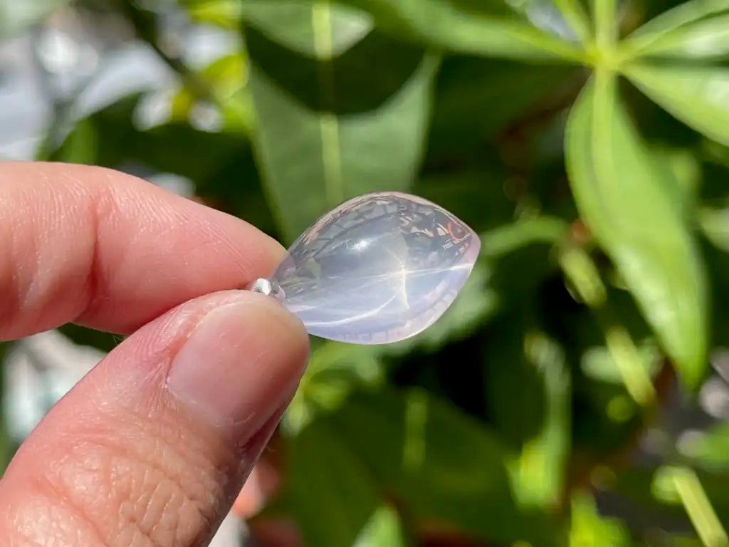 Madagascar Rose Quartz in Star Quartz Pendant 100% Natural Crystal Gemstone - JING WEN CRYSTAL