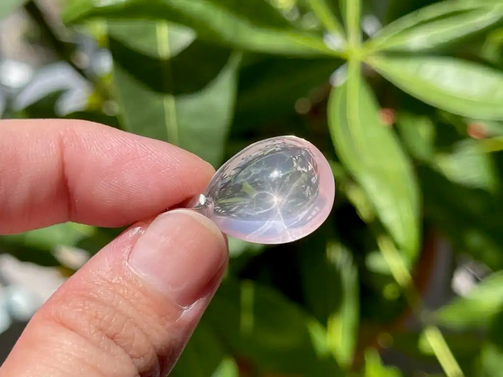 Madagascar Rose Quartz in Star Quartz Pendant 100% Natural Crystal Gemstone - JING WEN CRYSTAL