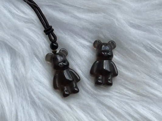 Brazil Smoky Quartz Teddy Bear Pendant A Grade 100% Natural Crystal Gemstone - JING WEN CRYSTAL