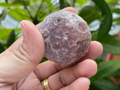 Russia Strawberry Quartz Moon Sphere 4.6cm+ 100% Natural Crystal Gemstone - JING WEN CRYSTAL