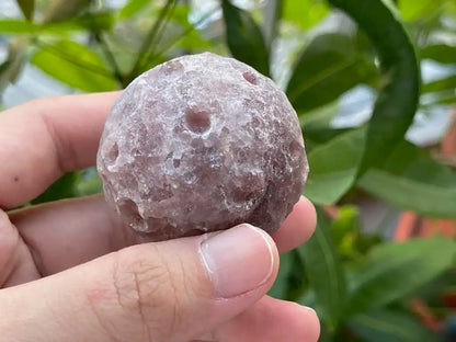 Russia Strawberry Quartz Moon Sphere 4.6cm+ 100% Natural Crystal Gemstone - JING WEN CRYSTAL