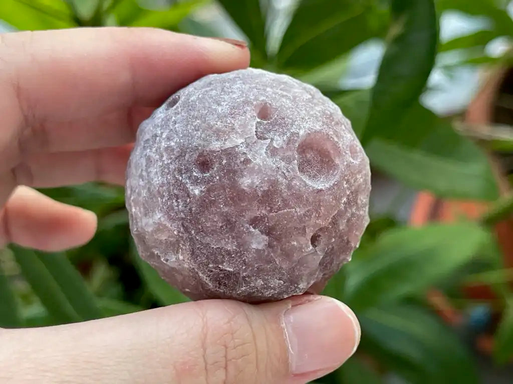 Russia Strawberry Quartz Moon Sphere 4.6cm+ 100% Natural Crystal Gemstone - JING WEN CRYSTAL