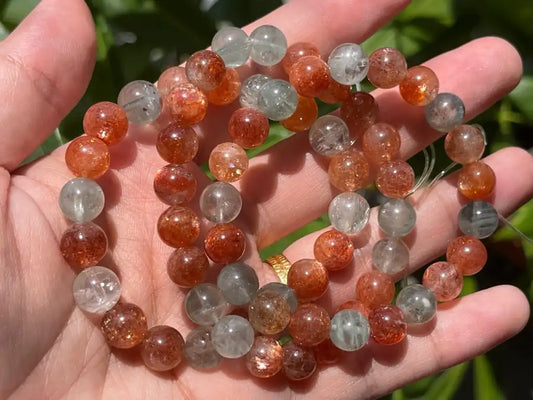 Tanzania Golden Strawberry Sunstone Bracelet A Grade 100% Natural Crystal Gemstone - JING WEN CRYSTAL