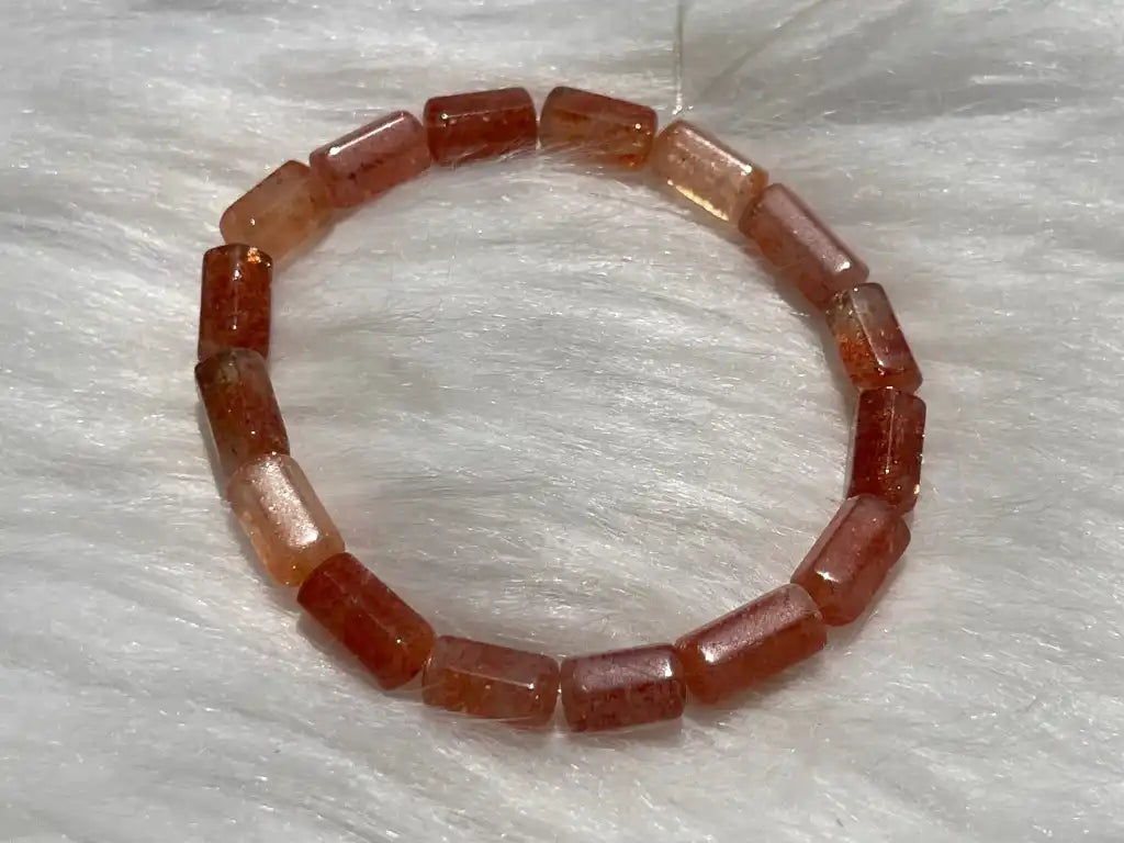 Tanzania Golden Strawberry Sunstone Bracelet A Grade 100% Natural Crystal Gemstone - JING WEN CRYSTAL