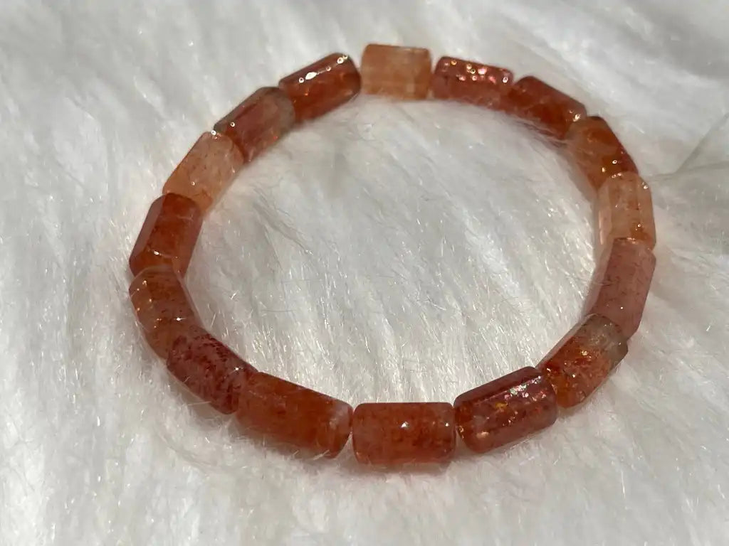 Tanzania Golden Strawberry Sunstone Bracelet A Grade 100% Natural Crystal Gemstone - JING WEN CRYSTAL